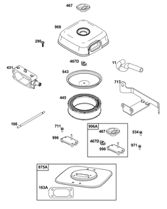Air Cleaner Group Diagram and Parts List for 61H375-0001-E1 400000 - 699999 Briggs and Stratton Engine